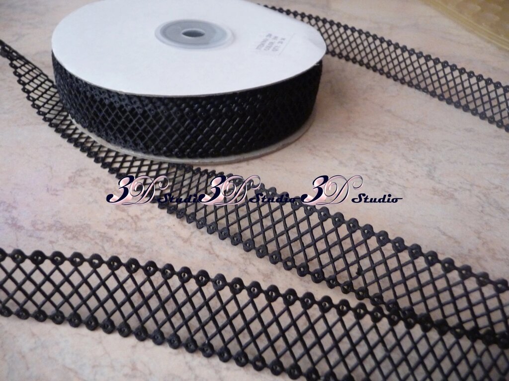 Декоративна ажурна стрічка-тасьма Сіточка чорна ширина 2 см - вартість