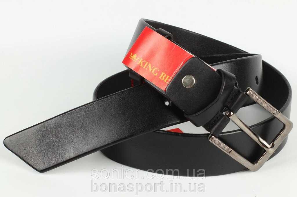 Ремінь шкіряний чорний King Belts 35 мм гладкий - наявність