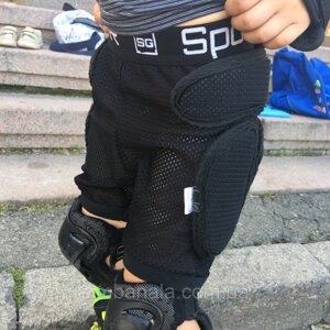 Захисні дитячі шорти (креш-панти) Sport Gear Recruit black (товщина м'яких вставок 10мм), для роликів і скейта