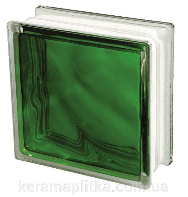 Стеклоблок 1908 / w Green Emerald Wave 19х19х8 від компанії Магазин "Керама" м.Кременчук - фото 1