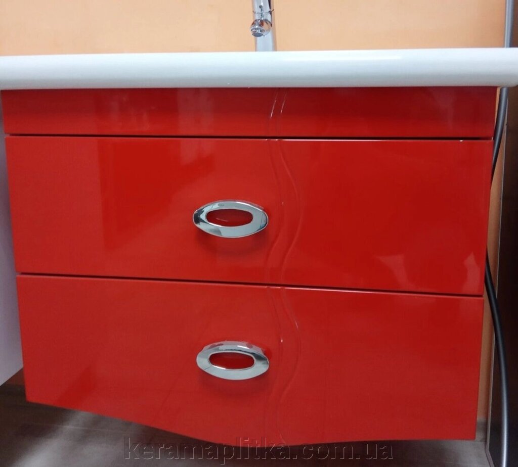 Тумба Акваріус "Евіта" підвісна червона 80 см з умивальником Фаре 80 / Комо 80см від компанії Магазин "Керама" м.Кременчук - фото 1