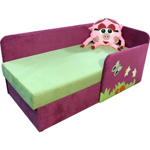 Дитячий диванчик ліжечко Ribeka Смішарики 14M33-Г (правий) Рожевий / зелений
