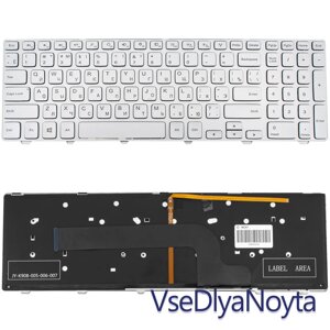 Клавіатура для ноутбука DELL (Inspiron: 7537) rus, silver, підсвітка клавіш, з фреймуми