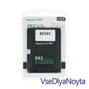 Жорсткий диск 2.5" SSD 256 gb team GX2 series, T253X2256G0c101, 3D TLC, SATA-III 6gb/s, зап/шт. 400/500 мб/с