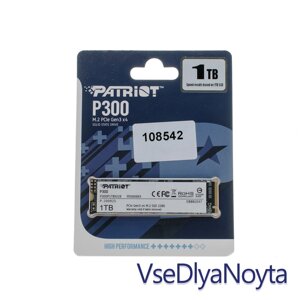 Жесткий диск M. 2 2280 SSD 1tb patriot P300 series, P300P1tbm28, nvme, PCI express 3.0 x4, 3D NAND TLC,