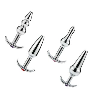 Анальний корок метал 4 стилі з обмежувачем