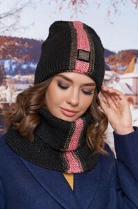Комплект «Анжеліна»шапка-ковпак і шарф-хомут) колір чорний артикул 4714-7ч