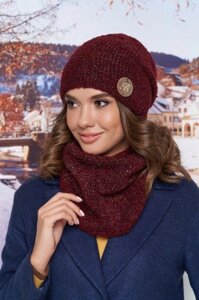 Комплект «Авалайн»шапка и шарф-хомут) цвет бордовый артикул 4718-7бр