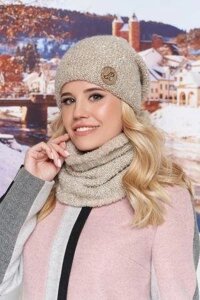 Комплект «Авалайн»шапка и шарф-хомут) цвет капучино артикул 4718-7к