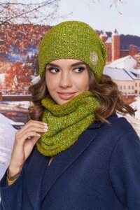 Комплект «Авалайн»шапка и шарф-хомут) цвет липа артикул 4718-7л