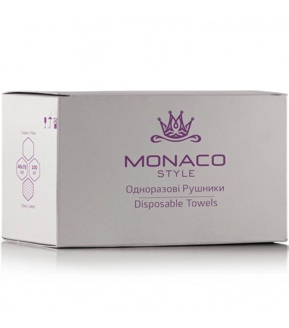 Одноразові Рушники складені ТМ Monaco Style, гладкі 40 х 70см, (100 шт/уп) ##от компании## Shantal Beauty Shop - ##фото## 1