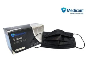 Маски медичні, тришарові з петлями для вух, ЧОРНІ (50 шт/уп) ТМ Medicom в Києві від компанії Shantal Beauty Shop