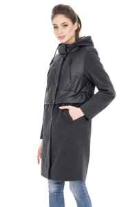 Довга жіноча куртка пальто з натуральною шерстю San Crony 592-901