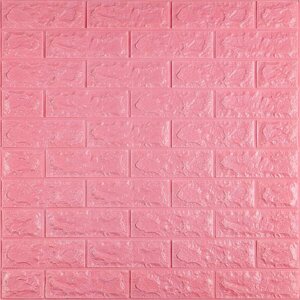 Декоративна 3D панель самоклейка під цеглу Рожевий 700х770х7мм (004-7)