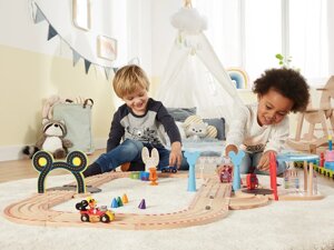 Дерев'яна залізниця PlayTive Mickey Mouse 36 ел. Німеччина (Ikea Lillabo, Viga Toys, Brio)