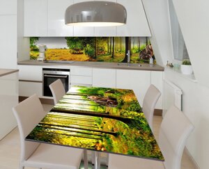 Наліпка 3Д виниловая на стол Zatarga «Мишки в лесу» 600х1200 мм для домов, квартир, столов, кофейн, кафе