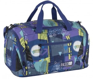 Спортивна сумка Paso 17-019UE 22L Синя з принтом