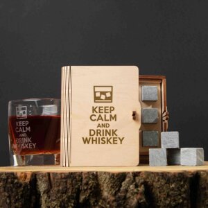 Камені для віскі "Keep calm and drink whiskey" 6 штук у подарунковій коробці, англійська
