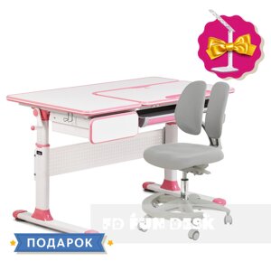Комплект парта для дівчаток Cubby Toru Pink + підліткове крісло для дому FunDesk Primo Grey