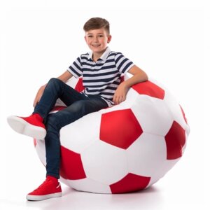 Крісло-м'яч Білий із червоним Дитячий 70х70 Середній 100х100