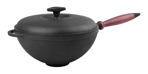 Кастрюля ВОК с деревянной ручкой и чугунной крышкой, v=1,7 л, без покрытия ##от компании## Интернет-магазин по продаже чугунной посуды производства НПП Ситон - ##фото## 1