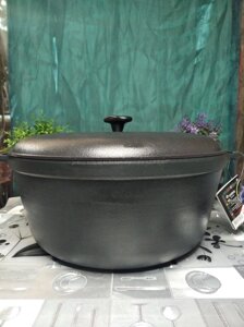 Каструля чавунна лита ТМ Термо v = 10 л, d = 340 мм, h = 150 мм, з чавунною кришкою