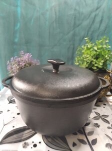 Каструля чавунна лита ТМ Термо v = 5,5 л, d = 260 мм, h = 130 мм, з чавунною кришкою