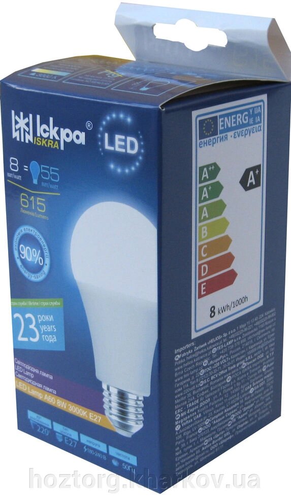 Лампа світлодіодна Iskra LED A60 E27 8W 3000K від компанії Інтернет-магазин Хозторг Харків. Господарські товари оптом - фото 1