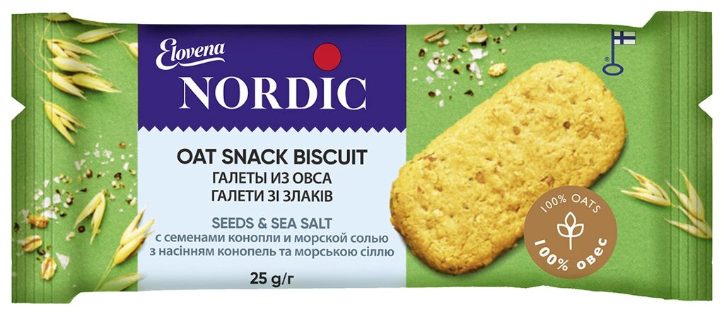Галета из овса с семенами конопли и морской солью Нордик, 30 гр ##от компании## Диетмаркет "Душечка" - ##фото## 1