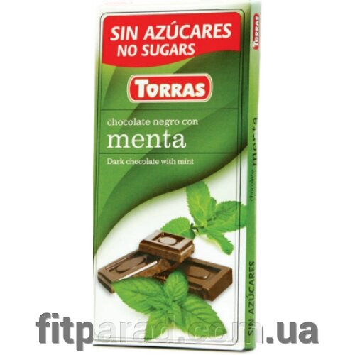 Torras Чорний шоколад з М'ЯТОЮ без цукру від компанії ФітПарад - фото 1