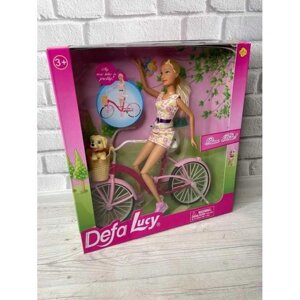Лялька на шарнірах DEFA 30см з велосипедом і собачкою 8276 Дефа
