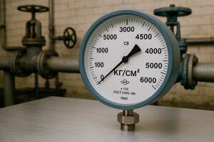 Манометр надвисокого тиску СВ-6000 .Верхня межа вимірювань: 6000 кгс/см2.