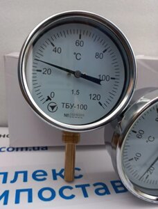 Термометр біметалічний ТБУ-100 (ТБУ 100, ТБУ100, ТБ-100, 100 ТБ, ТБ100, ТБП) радіальний