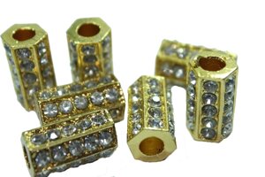 Трубочки зі стразами 16х20мм: Золотий