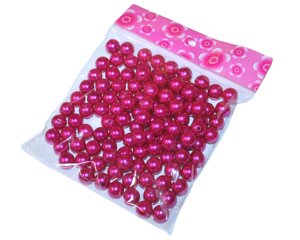 Бусинки пластикові 100г/Ø12мм: Малиновий