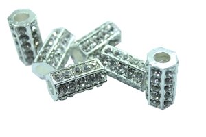 Трубочки зі стразами 16х20мм: Сріблястий