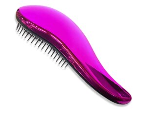 Гребінець / масажка для волосся маленька з м'якими зубчиками блискуча 15см: Рожевий