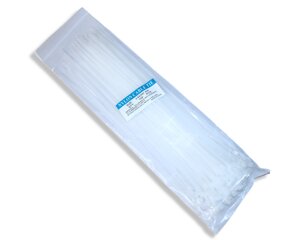 Стяжка / Хомут для кабелю пластиковий білий 3.6х300мм / 100шт