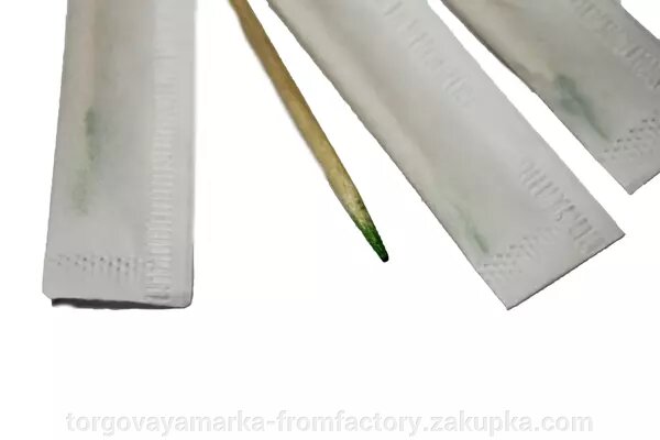 Зубочистки деревянные односторонние мятные в индивид. упаковке и пакете (100шт.) ##от компании## Торговая Марка "FromFactory" - ##фото## 1