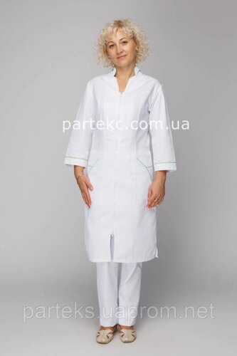 Халат жіночий Ірина, білого кольору з довгим рукавом