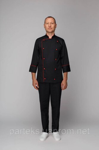 Костюм кухаря чоловічий Шеф-Кухар, куртка і штани чорного кольору