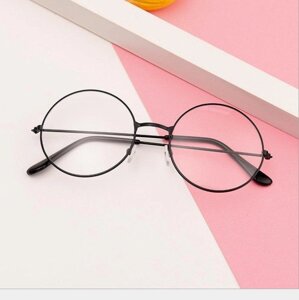 Іміджеві окуляри круглі з прозорим склом — Чорні