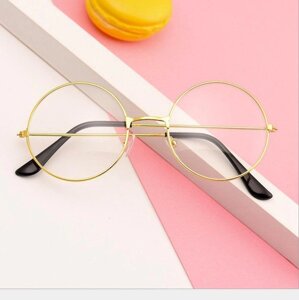 Іміджеві окуляри круглі з прозорими склами — Золоті