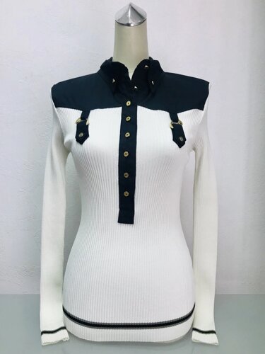 Блуза жіноча Societa чорно-біла комбінована
