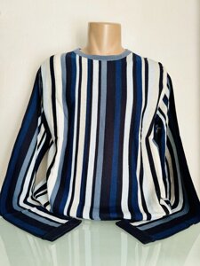 Джемпер светр тонкий чоловічий кольоровий зі смужками SAN&FA