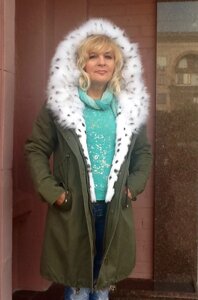 Парка куртка жіноча (курточка) натуральна з хутром песця "сніжний барс"