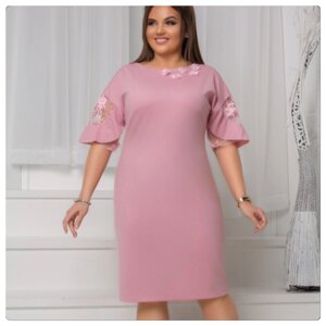 Плаття літнє жіноче розмір + Nikolo Polini рожеве ошатне великого розміру
