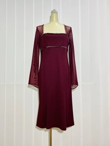 Плаття жіноче бордо ошатне банкетне з довгим рукавом модне