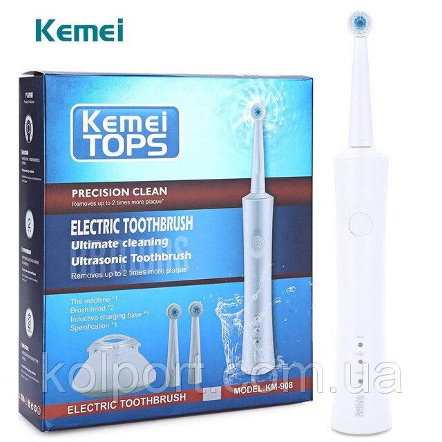 Акумуляторна зубна щітка Kemei KM-908 від компанії Інтернет-магазин "Tovar-plus. Com. Ua" - фото 1