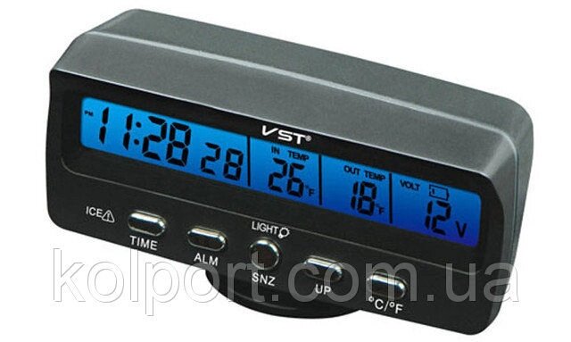 Автомобільний годинник з термометром і вольтметром VST 7045V від компанії Інтернет-магазин "Tovar-plus. Com. Ua" - фото 1